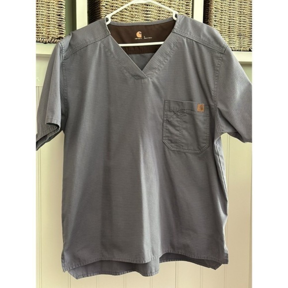 Carhartt Solid Ripstop‎ Scrub Utility Men’s Top, Size Large, Color Gray - Picture 2 of 5